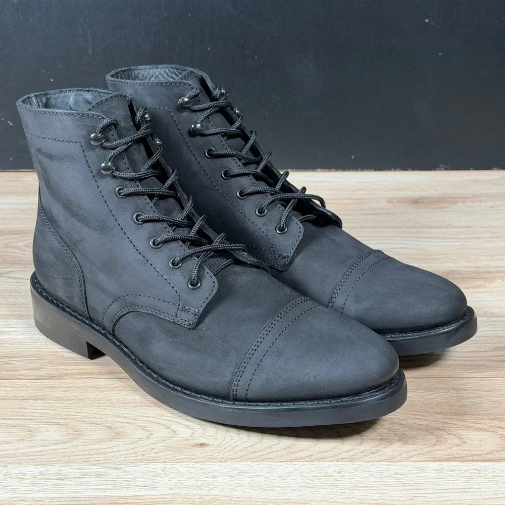 Thursday Boot Co Captain Boots Mens Size 10.5 Black Matte Nubuck Leather Cap Toe